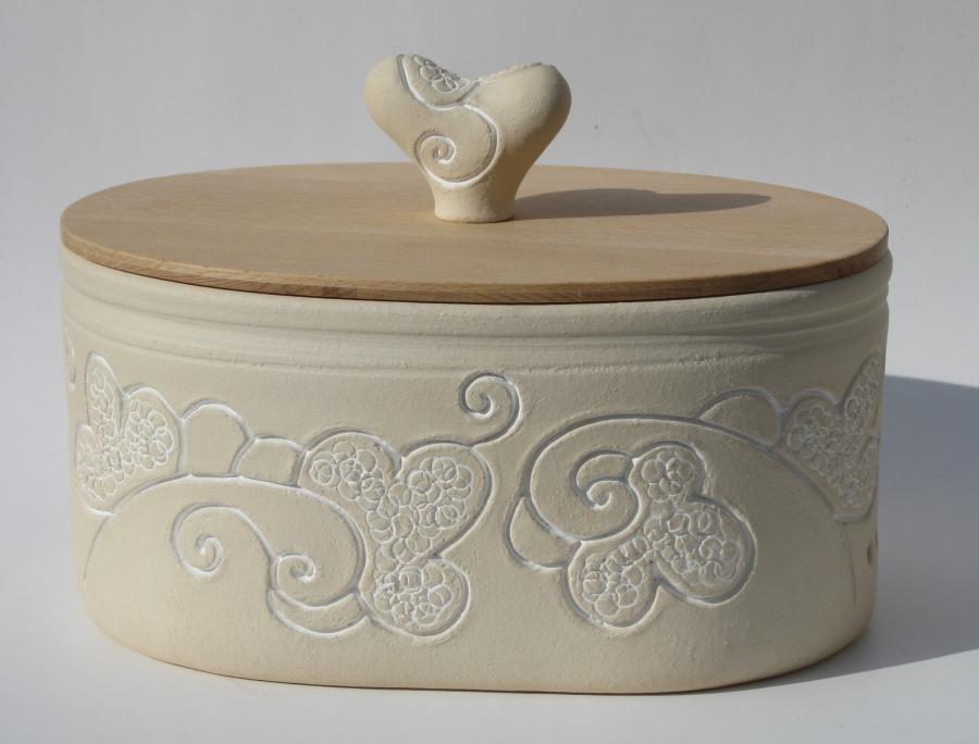 Brottopf mit Holzdeckel - Keramik